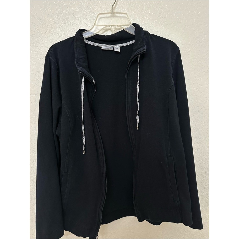 Croft & Barrow Zip Up Jacket Womens 1X Black Excellent Casual Athleisure Pockets - Picture 5 of 6